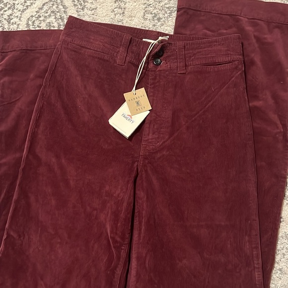 NWT Faherty Stretch Cord Wide-Leg Pants in Maroon Banner - Picture 4 of 4